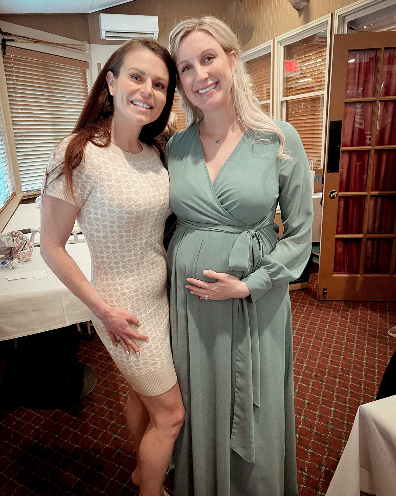 Casey Kolp with a friend who hosted a baby shower.