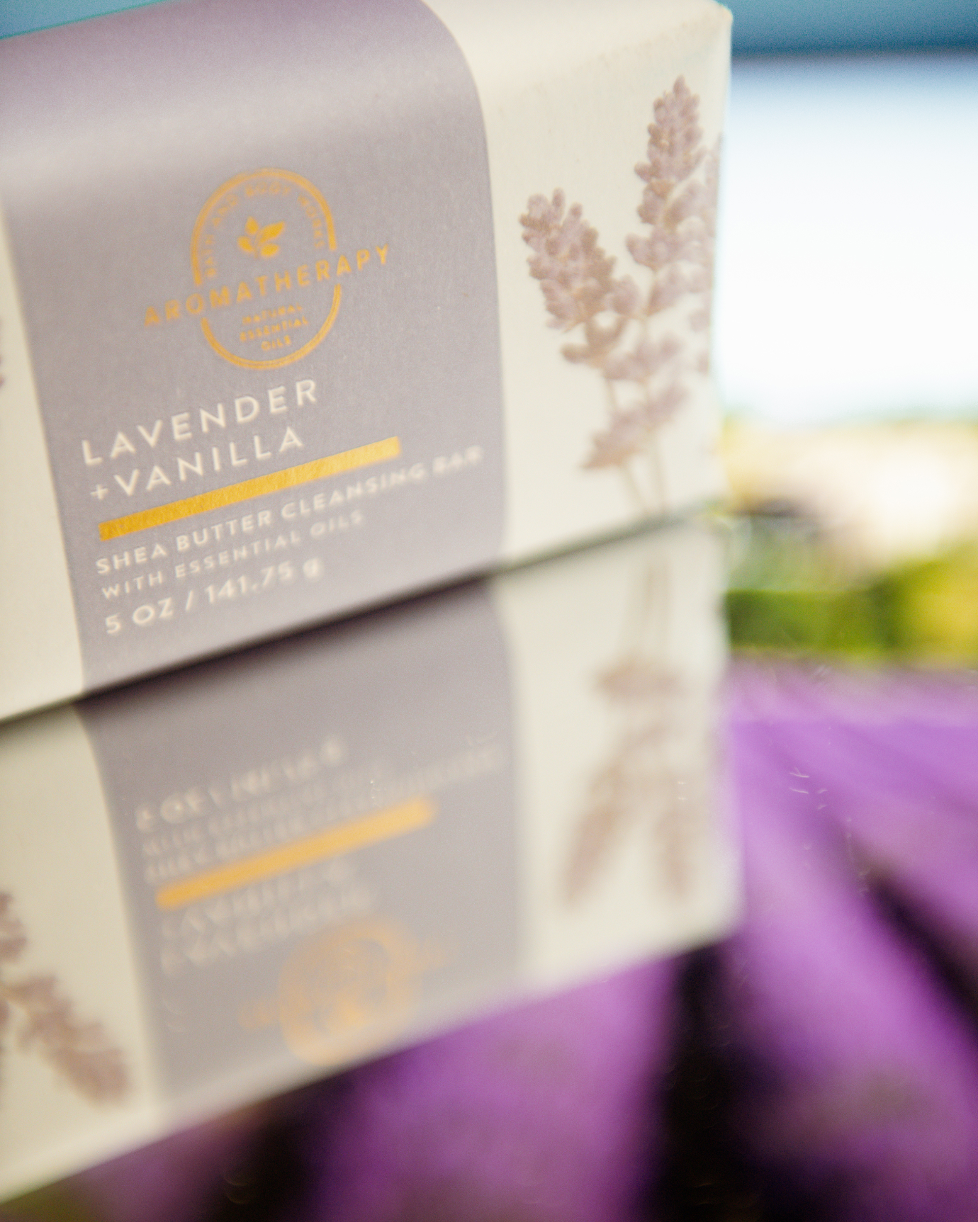 Lavender + Vanilla Shea butter cleansing bar with essential oils.
