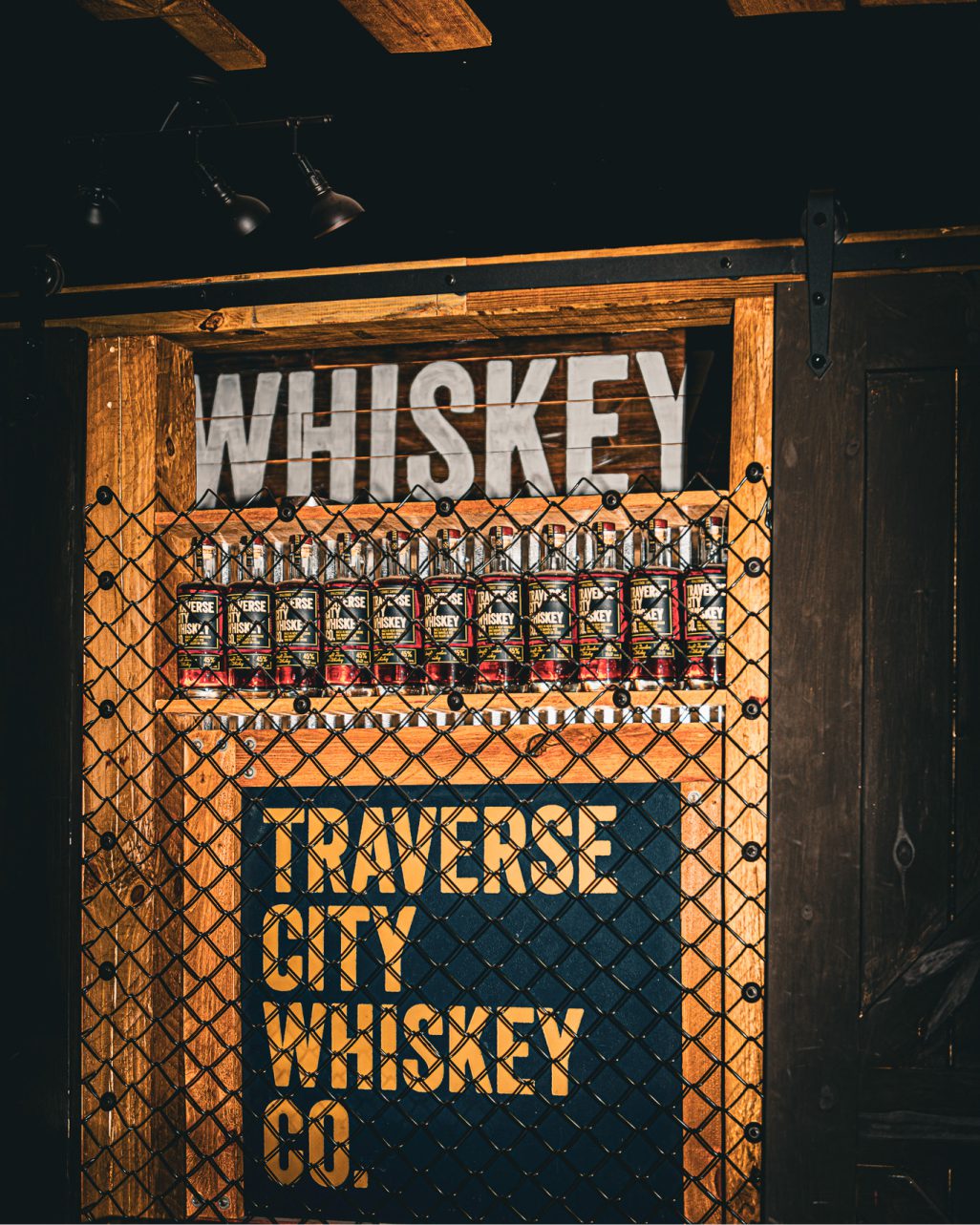 Whiskey display in Traverse City Whiskey Co.