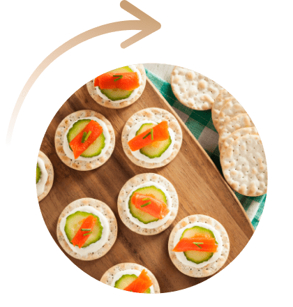 Hors d’ Oeuvres graphic with rotating arrow