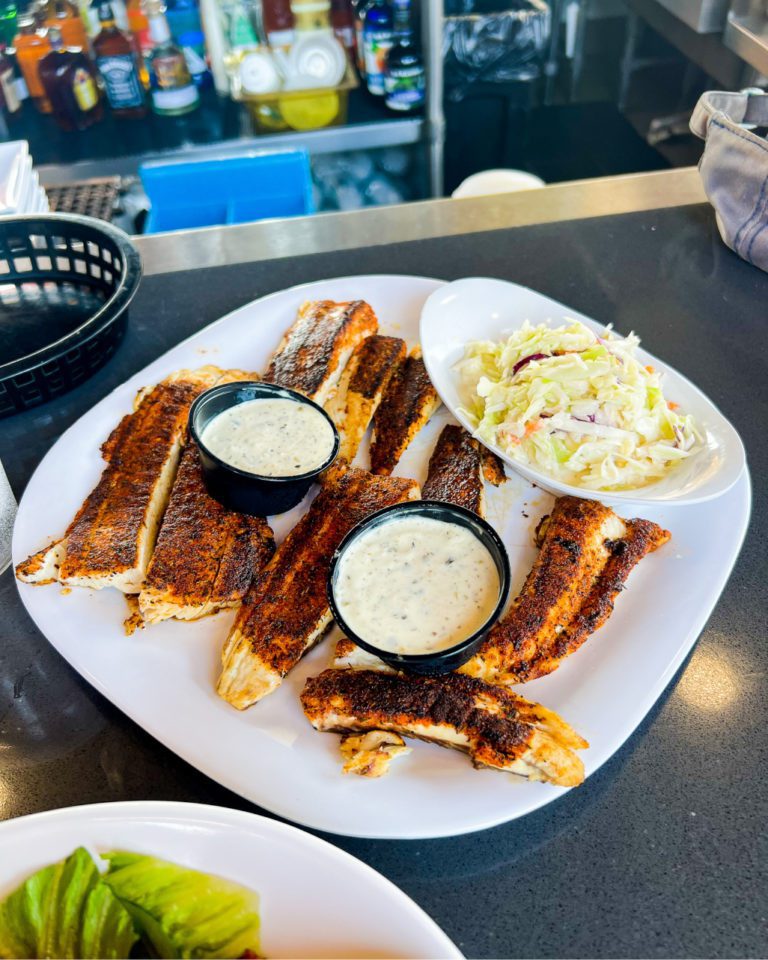 Spanish Mackerel Fried by Crabby's Dockside in Clearwater, Florida.