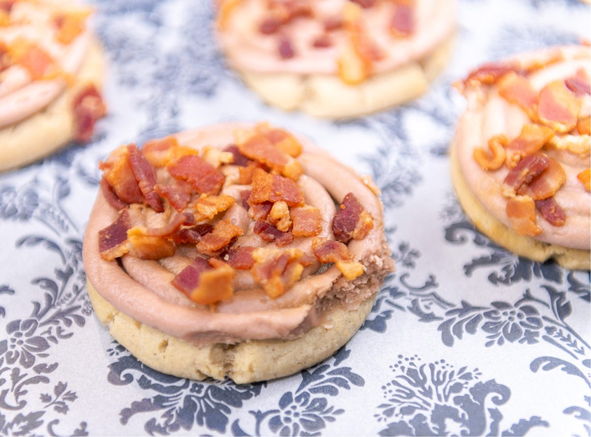 Soft Maple Bacon cookies placed at a food mat