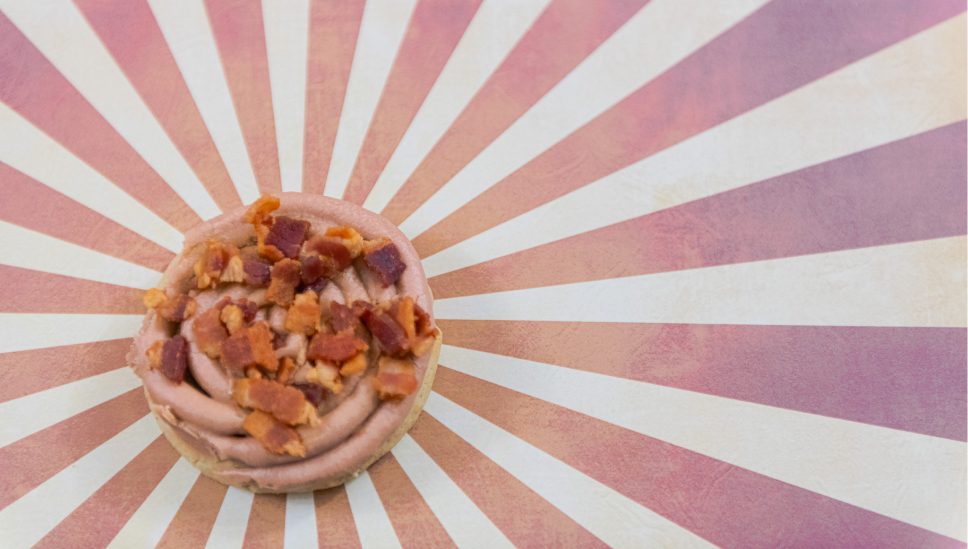 Soft Maple Bacon Cookie on a ray background